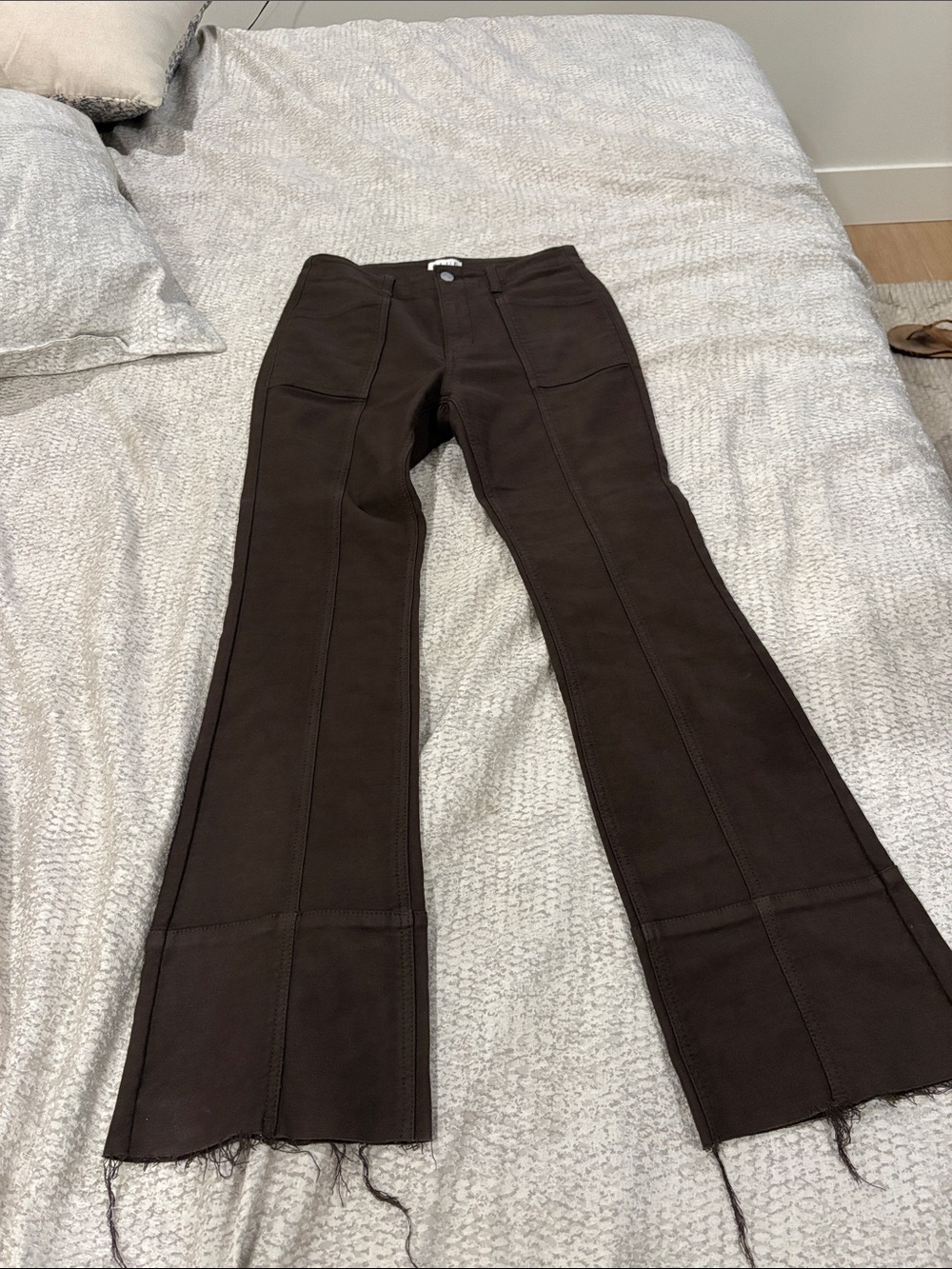 Brown Flare Jeans with Panel Seam Detailing